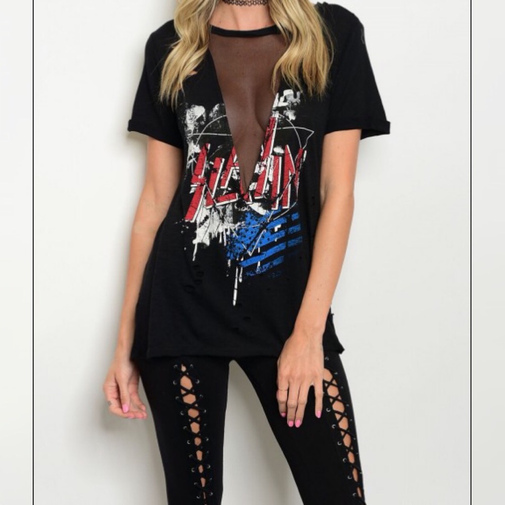 Sale Black Slayin Print Top